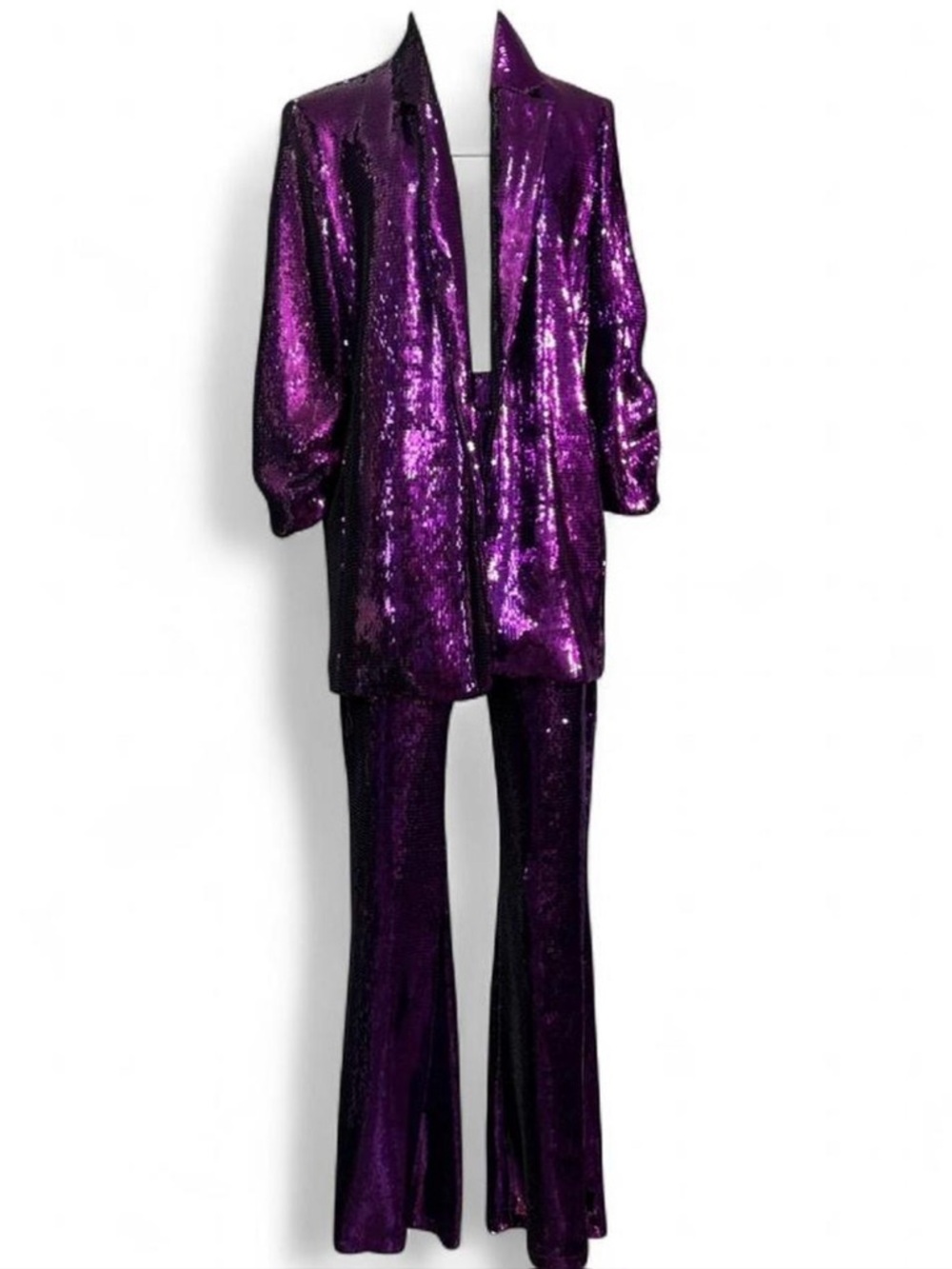 River Island Purple Sequin Jacket and Trousers Set